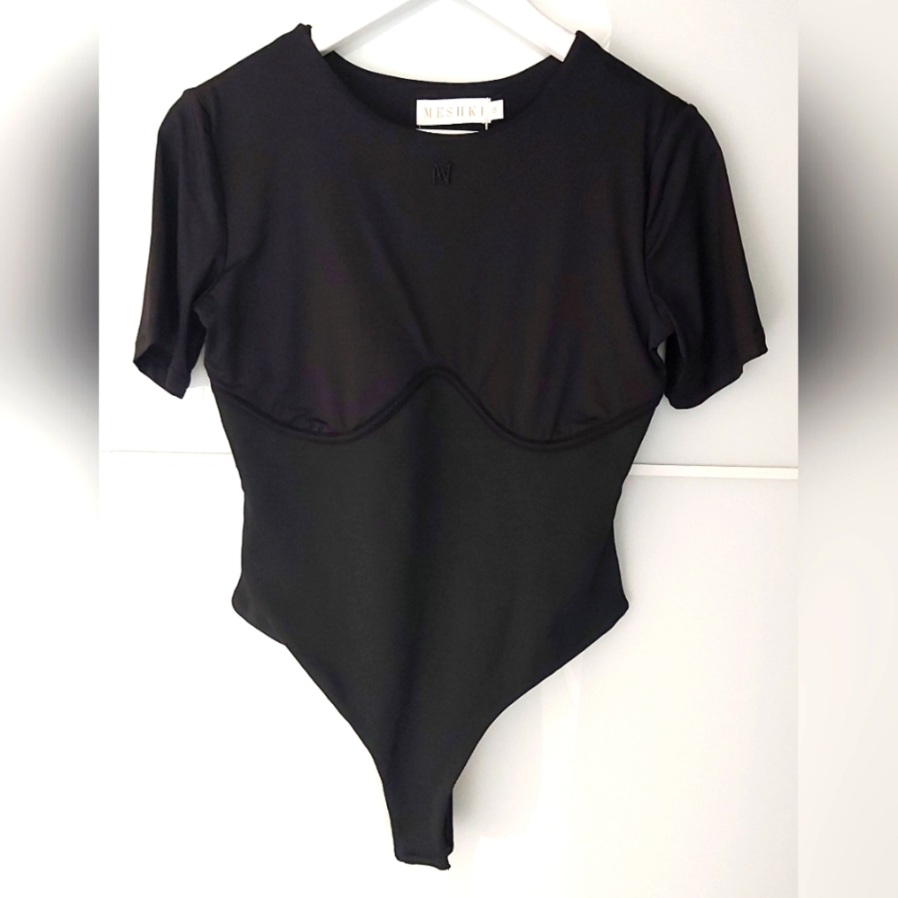 Meshki Black Short Sleeve Bodysuit